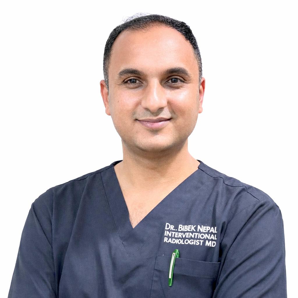 Dr. Bibek Nepal, interventional radiologist and biopsy specialist at Kathmandu Cancer Center